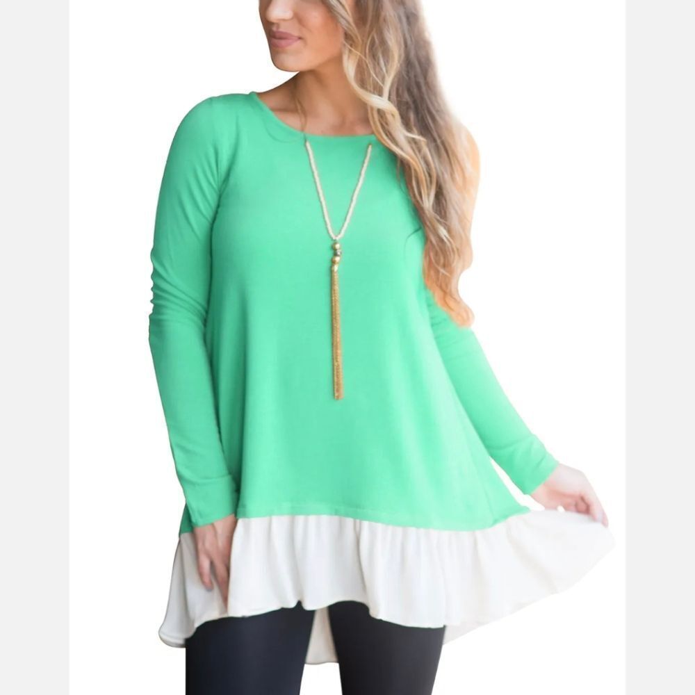 US Womens Winter Long Sleeve Loose Cotton Blend Casual T-Shirt Tunic Tops Blouse